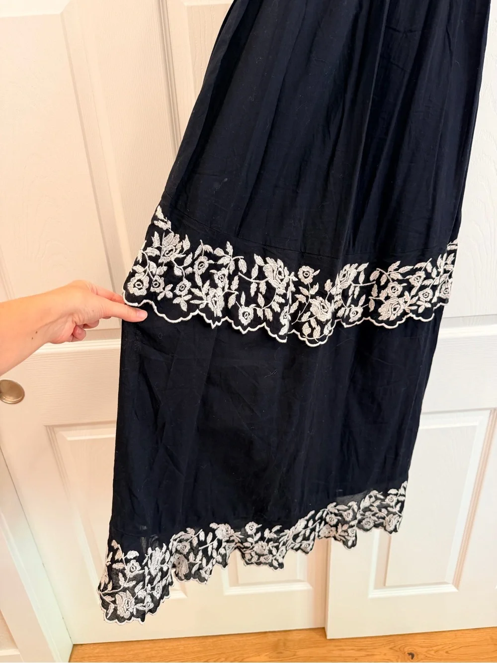 Abercrombie & Fitch Black Maxi Dress with White Floral Embroidery